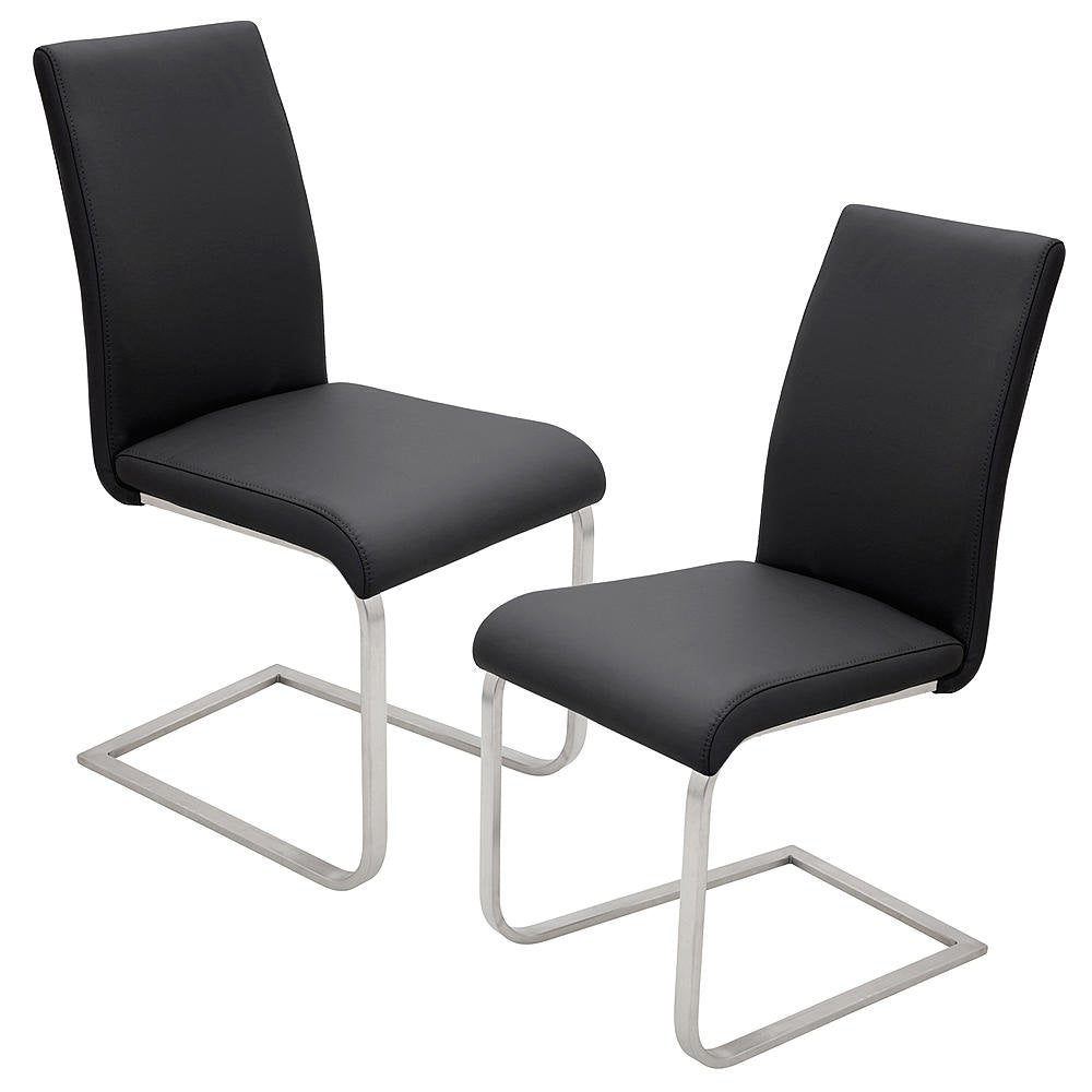 Black Faux Leather Dining Chairs Set of 2 F796