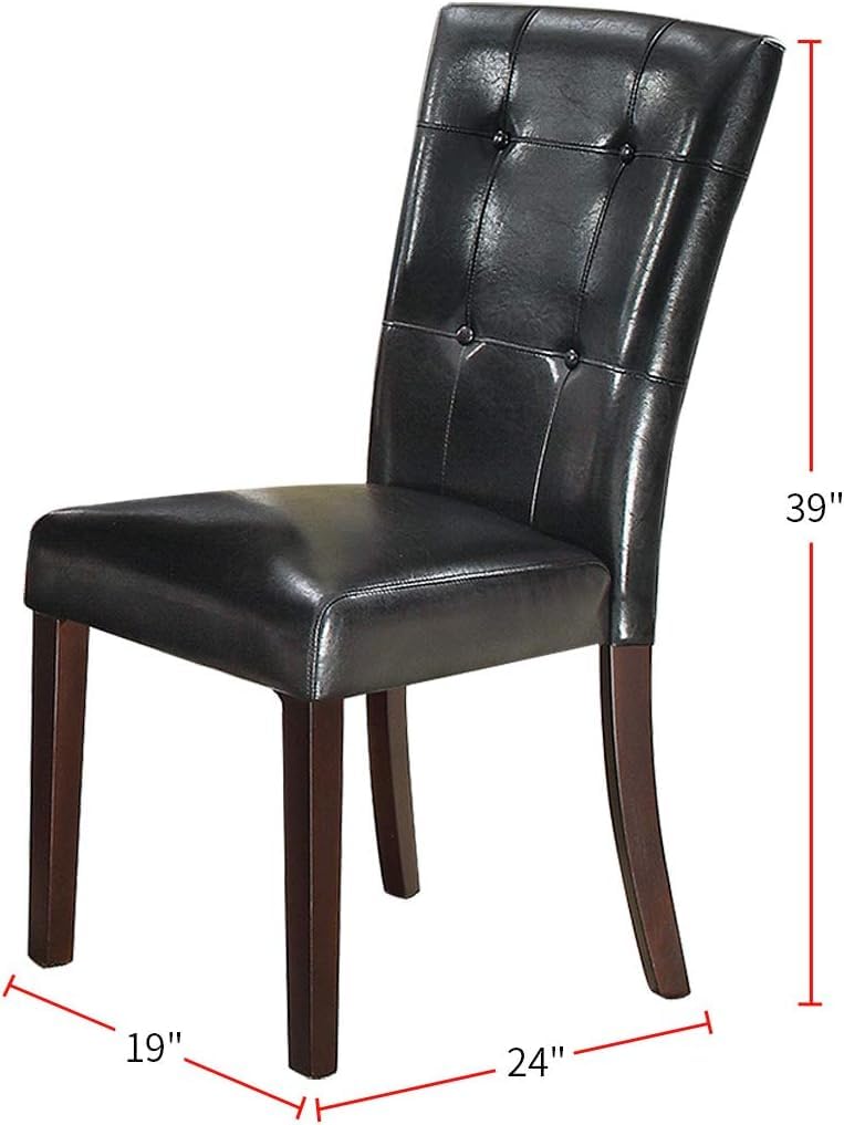 Black Faux Leather Tufting Parson Chairs Set of 2 F8551