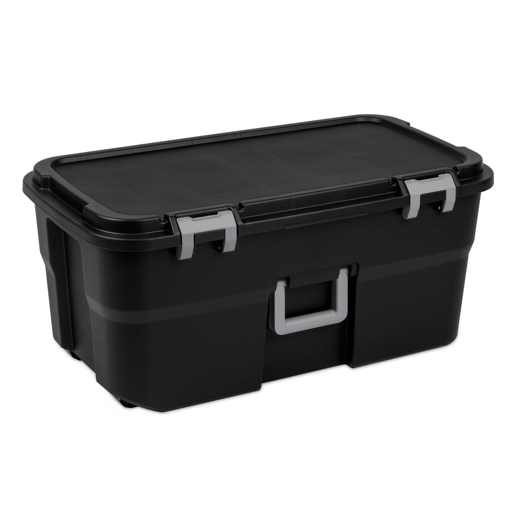 22 Gallon Black Wheeled Plastic Storage Trunk U16725