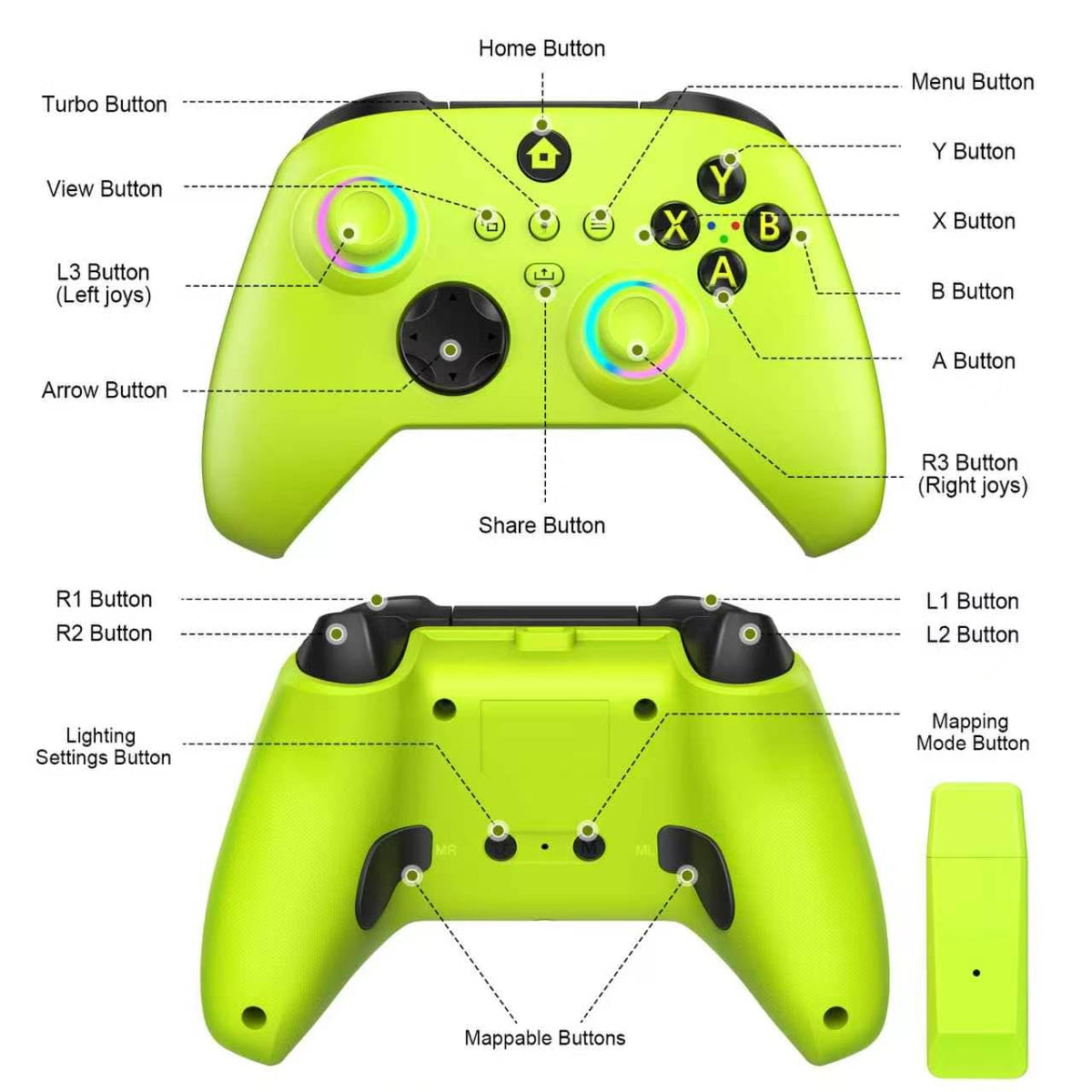 Wireless Controller for Xbox One Xbox Series X/S PC with RGB LED Light E479998