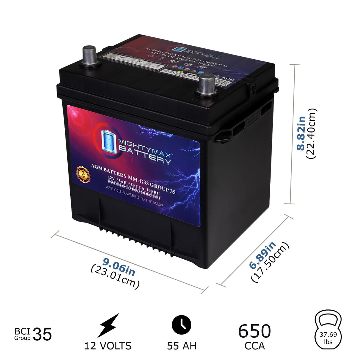12V 55Ah AGM Replacement Battery J1659