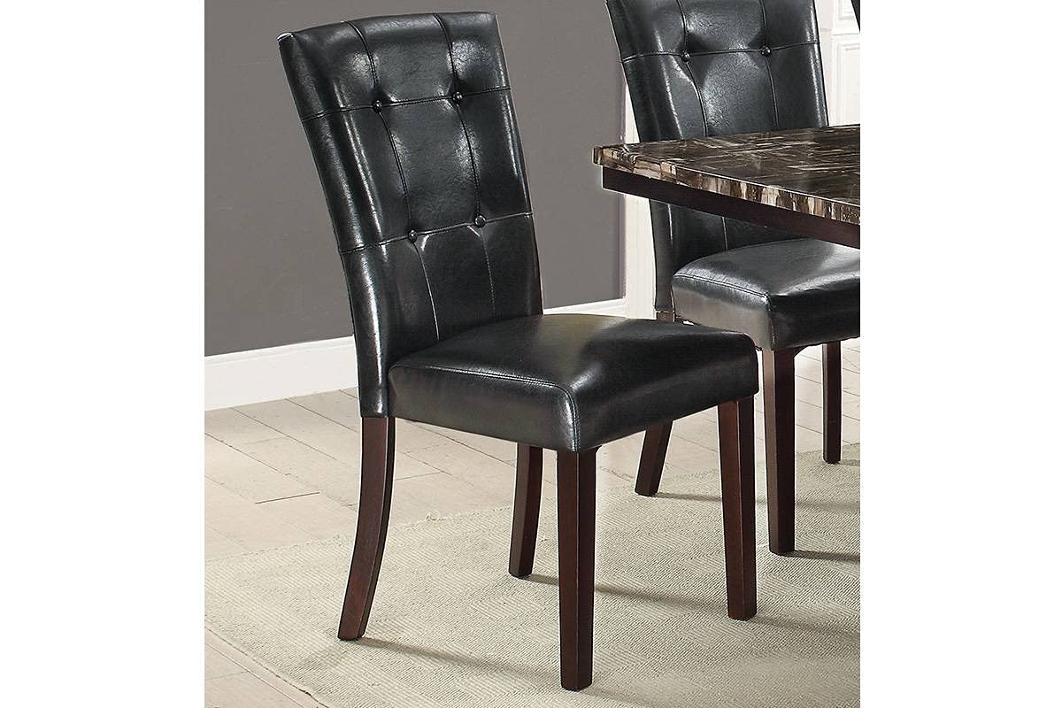 Black Faux Leather Tufting Parson Chairs Set of 2 F8551