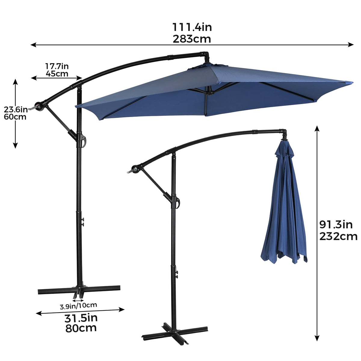 Offset Cantilever Patio Umbrella with Tilt and Crank E194