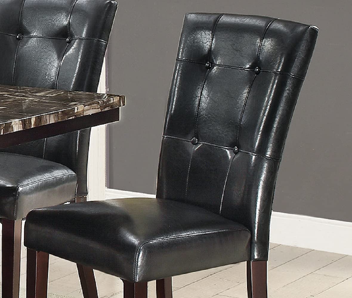 Black Faux Leather Tufting Parson Chairs Set of 2 F8551