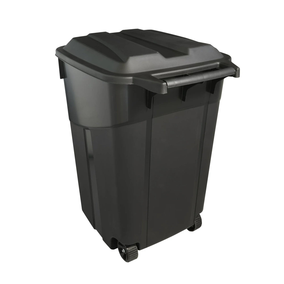 Black 45-Gallons Plastic Wheeled Trash Can with Lid F498