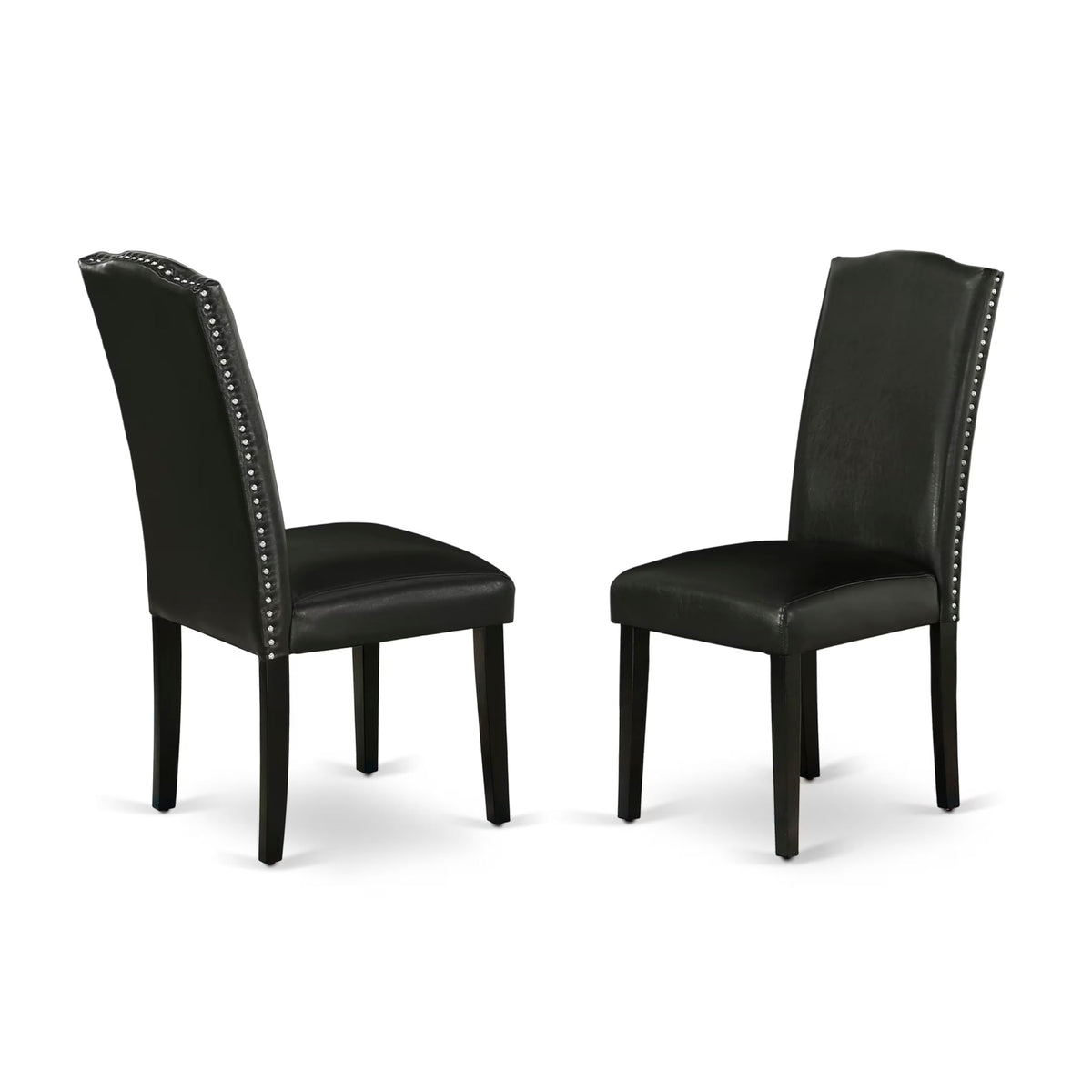 5 Piece Dinette Set with Rectangle Dining Table and 4 Black Faux Leather Chairs D9836