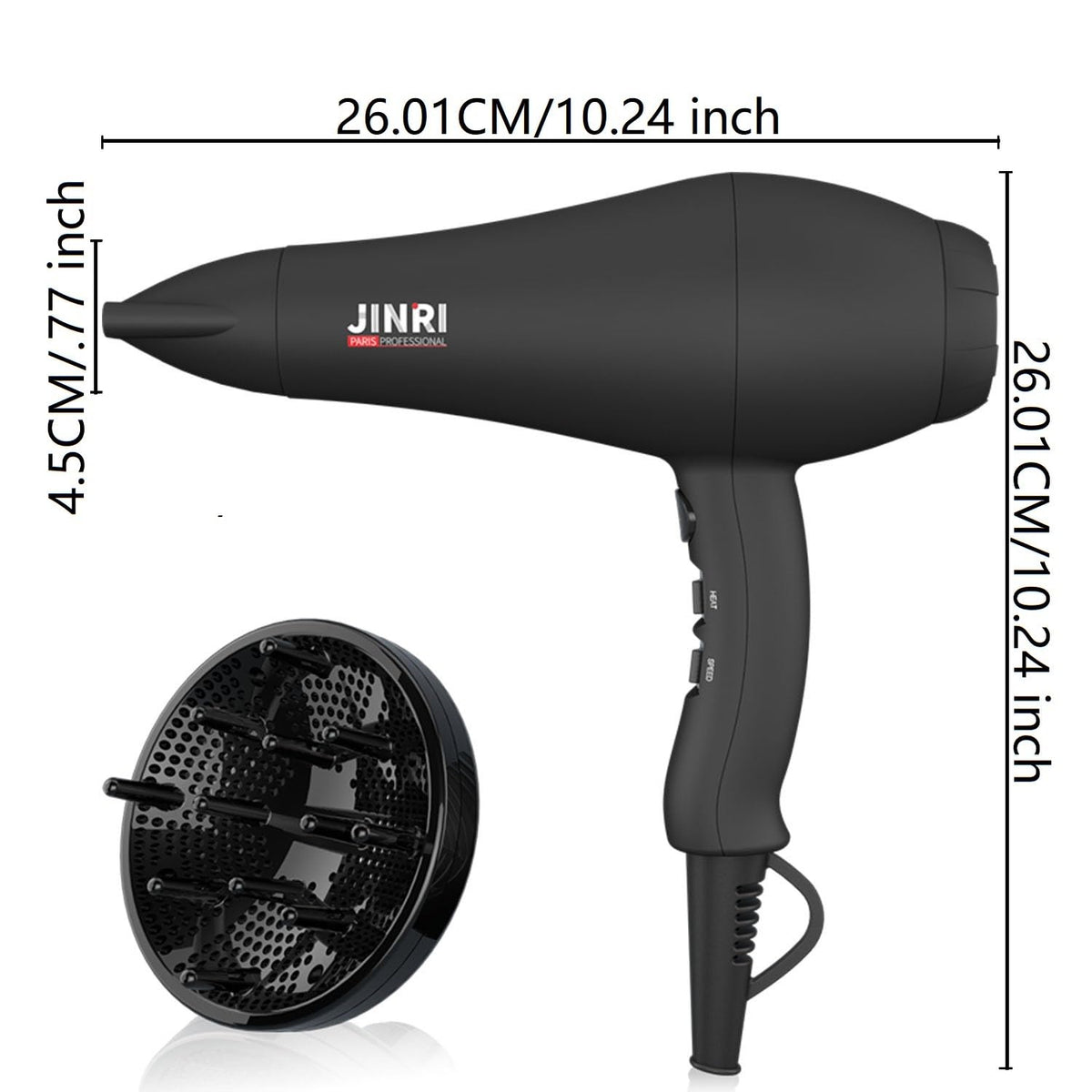 1875W Ionic Hair Dryer with Diffuser and Concentrator L905707