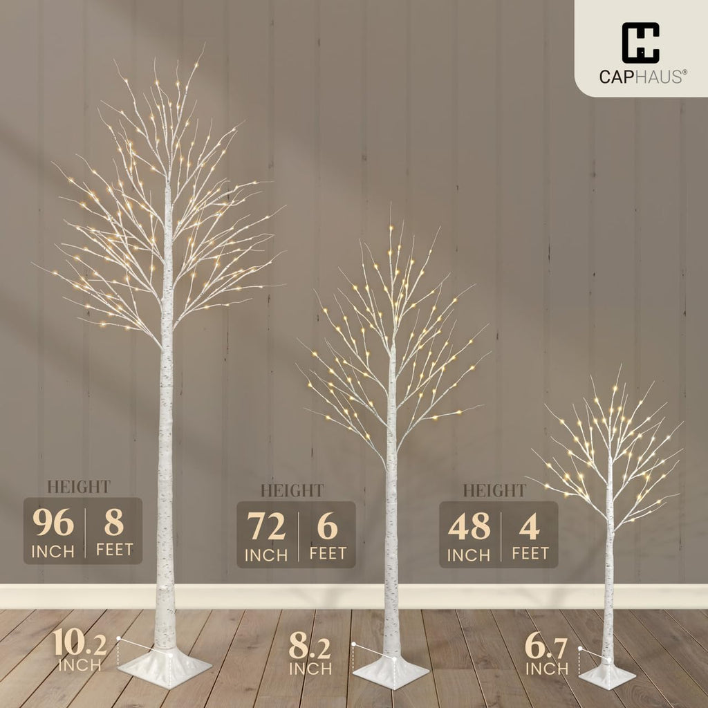 8 Ft White Pre-Lit Birch Tree with 132 Warm White LED P71136