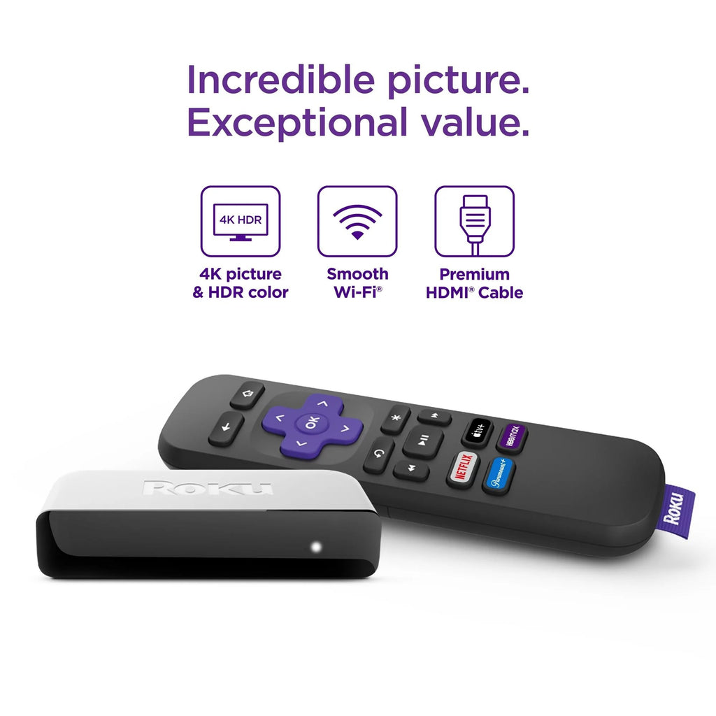 4K HDR Streaming Media Player with HDMI Cable and Remote L3896