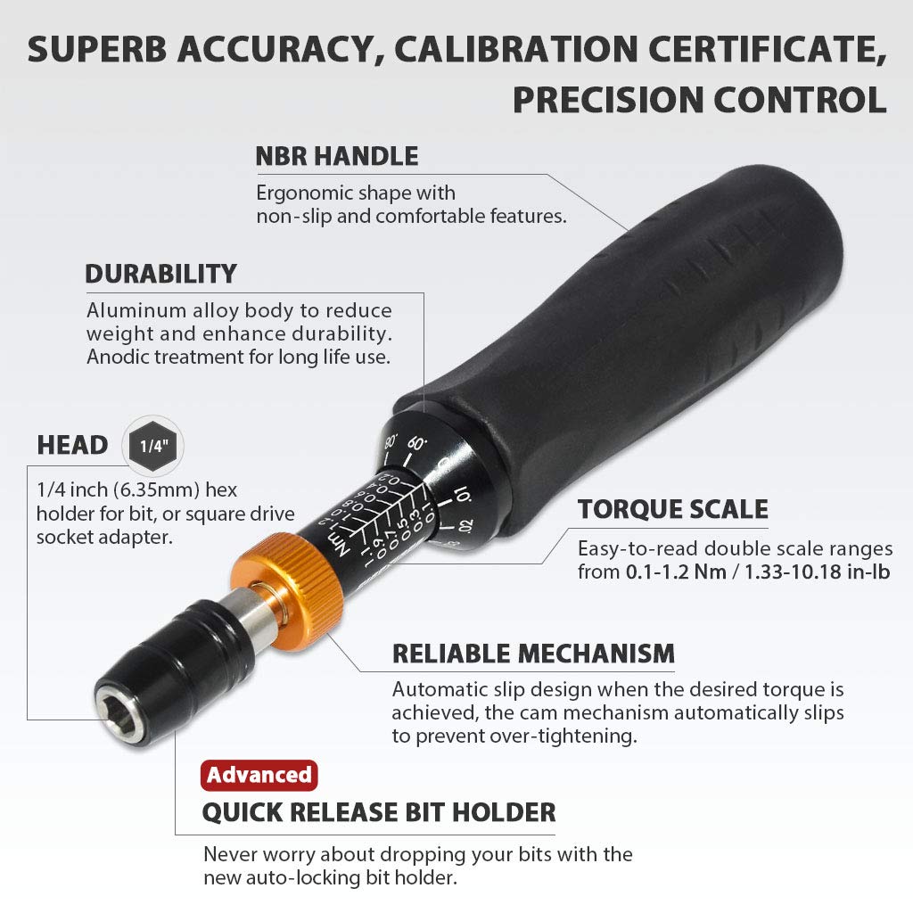 Certified Torque Limiting Screwdriver 0.1-1.2 Nm L884