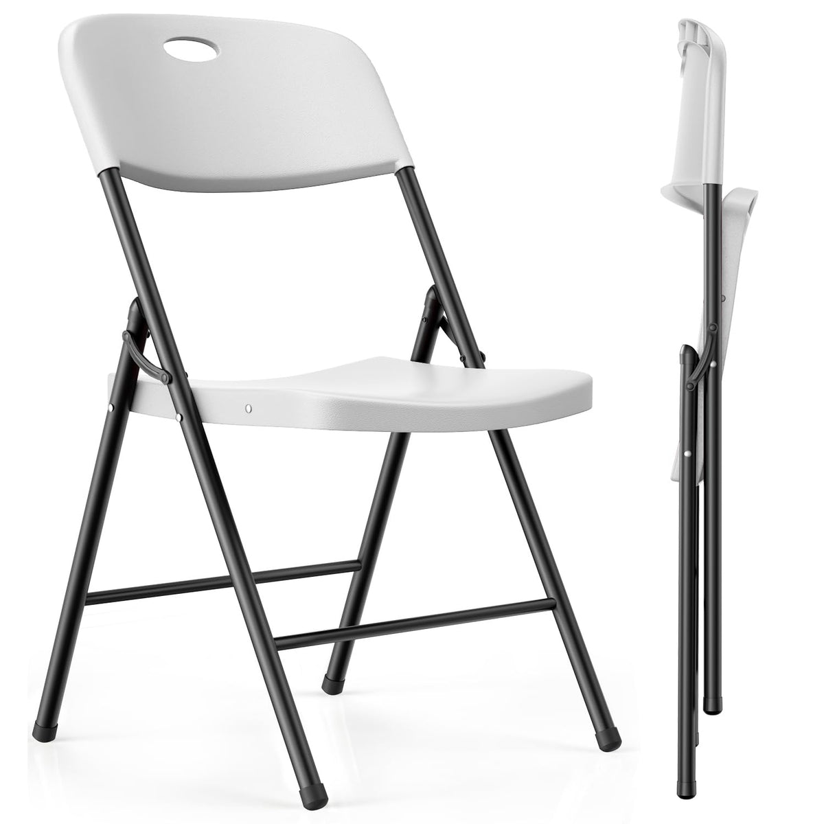 2 Pack White Plastic Folding Chairs N326586