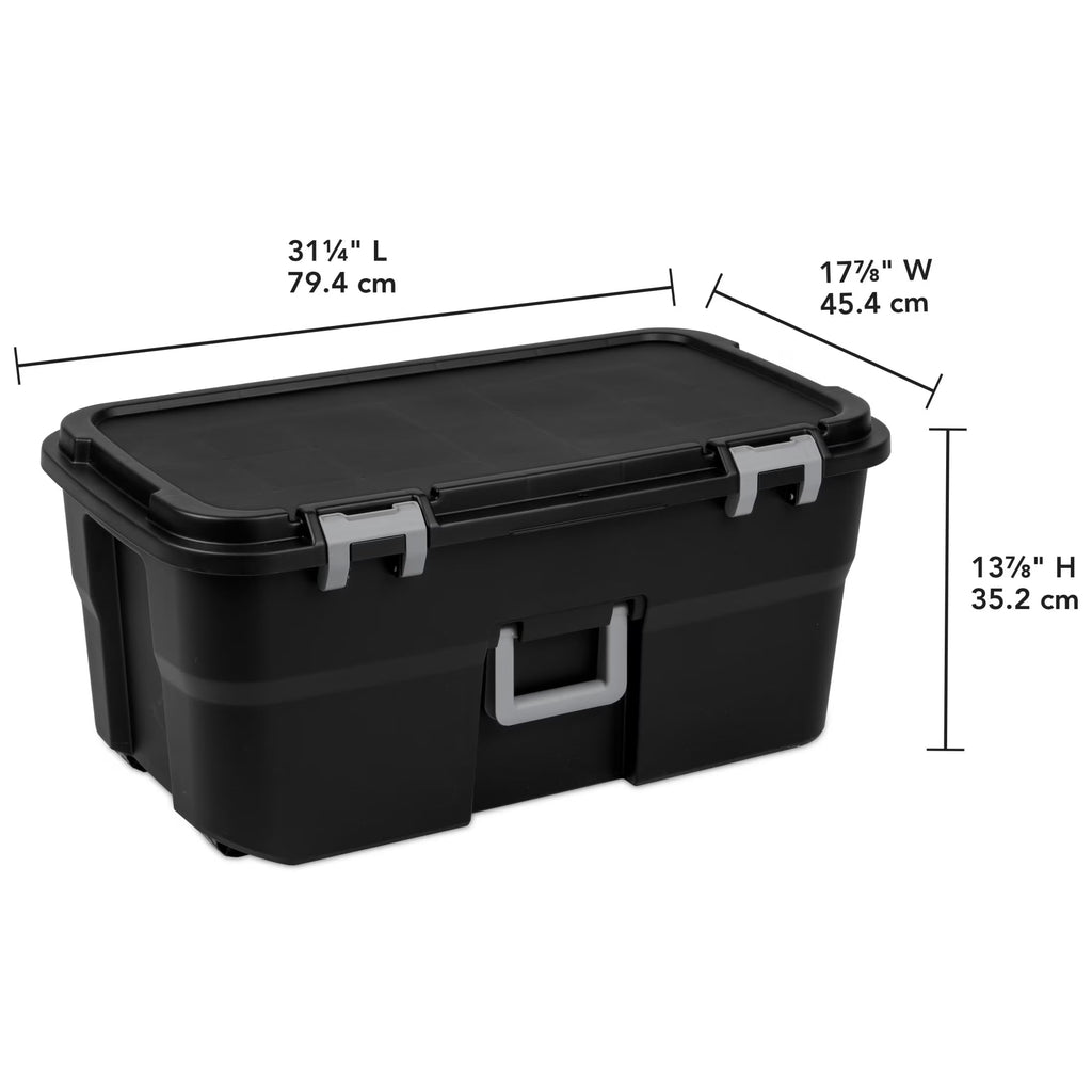 22 Gallon Black Wheeled Plastic Storage Trunk U16725