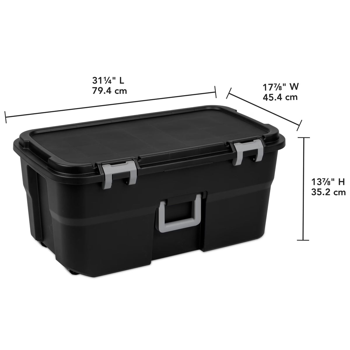 22 Gallon Black Wheeled Plastic Storage Trunk U16725