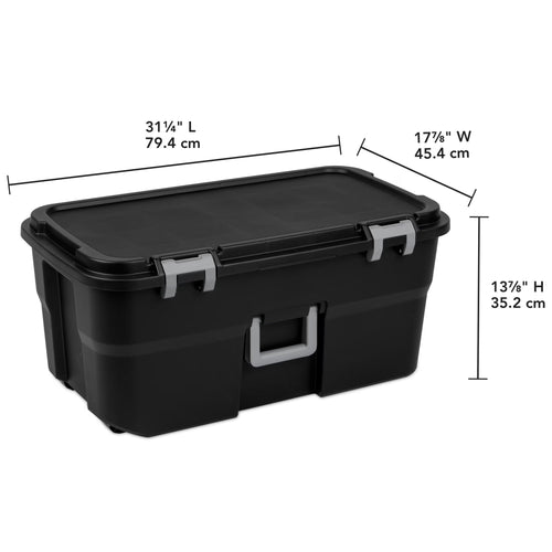 22 Gallon Black Wheeled Plastic Storage Trunk U16725