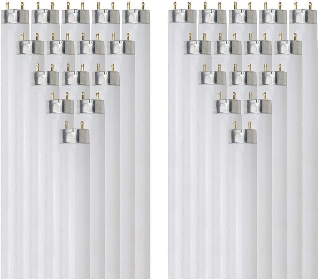 24 Inch T8 Fluorescent Tube Light Bulb 17W 3500K Neutral White G13 Base Pack of 30 C553682