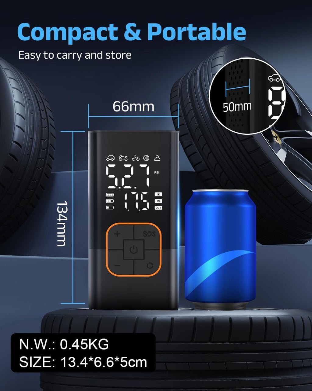 Portable Cordless Tire Inflator Air Compressor U848