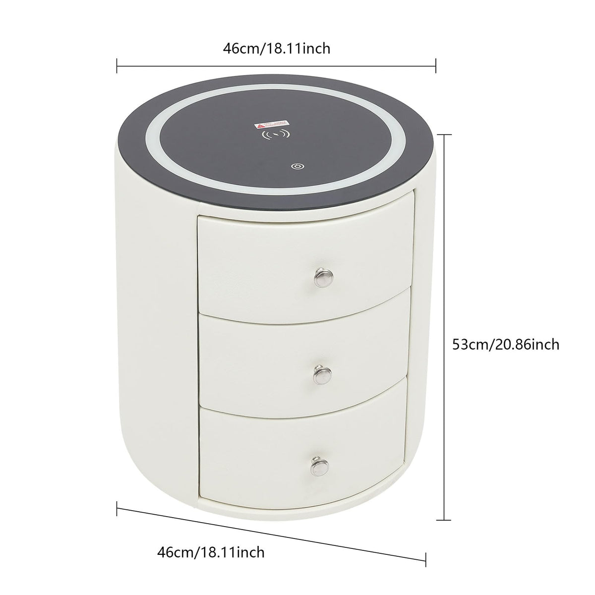 Smart Nightstand with Wireless Charging Station & LED Lights 3 Drawers G61780