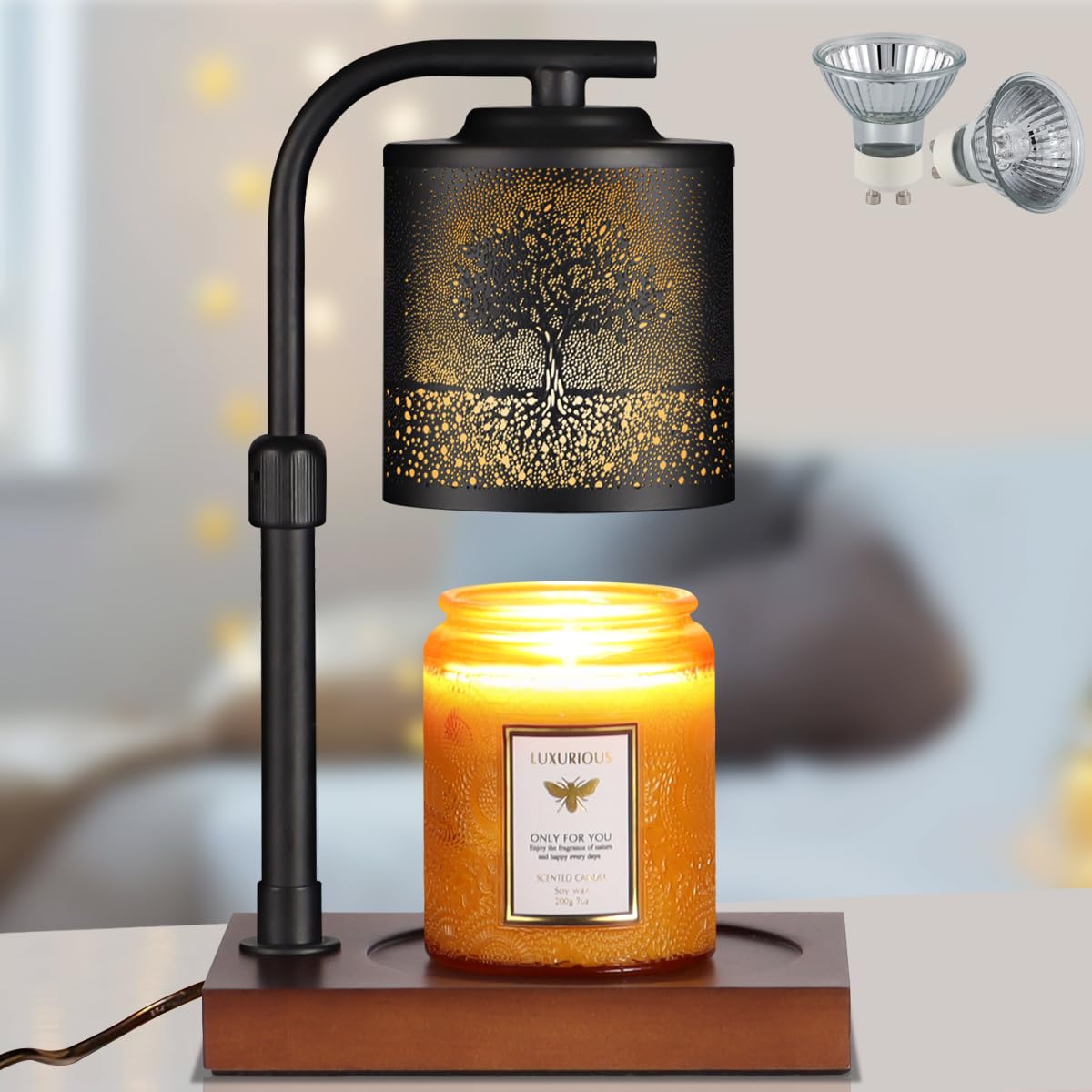 Electric Candle Warmer Lamp Adjustable Height Dimmable E349084