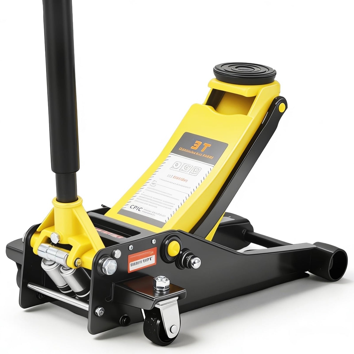 3 Ton Low Profile Hydraulic Floor Jack with Dual Piston Quick Lift Pump Steel Yellow Z4124