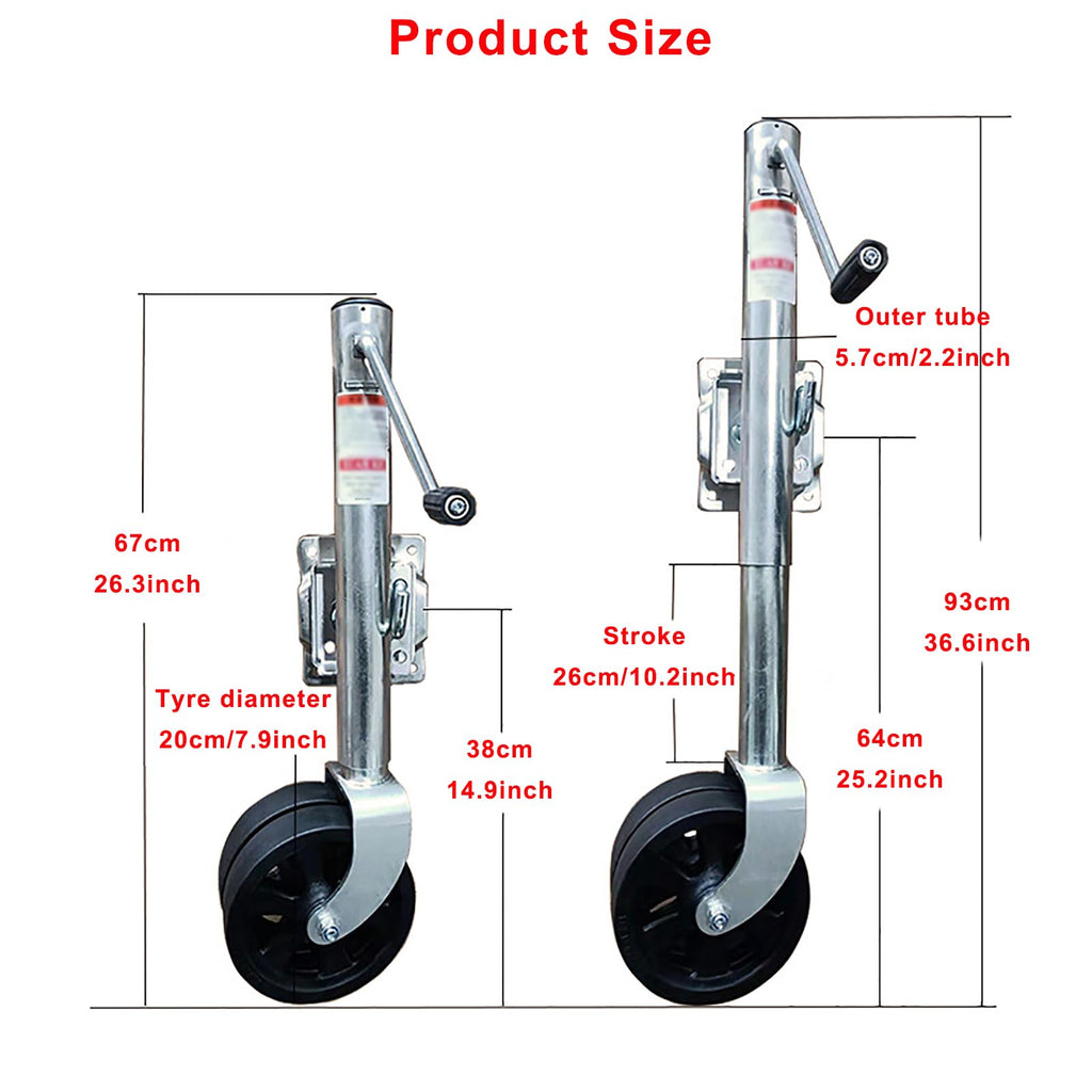 Heavy Duty Boat Trailer Jack with Dual Wheels, 2000lb Capacity, Side-Wind Crank, Swivel Design, Frosted Black Finish Z99418