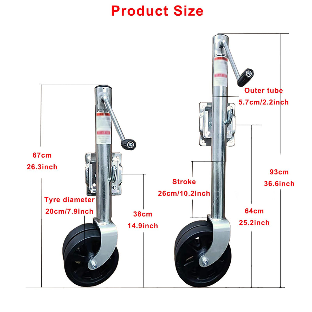 Heavy Duty Boat Trailer Jack with Dual Wheels, 2000lb Capacity, Side-Wind Crank, Swivel Design, Frosted Black Finish Z99418