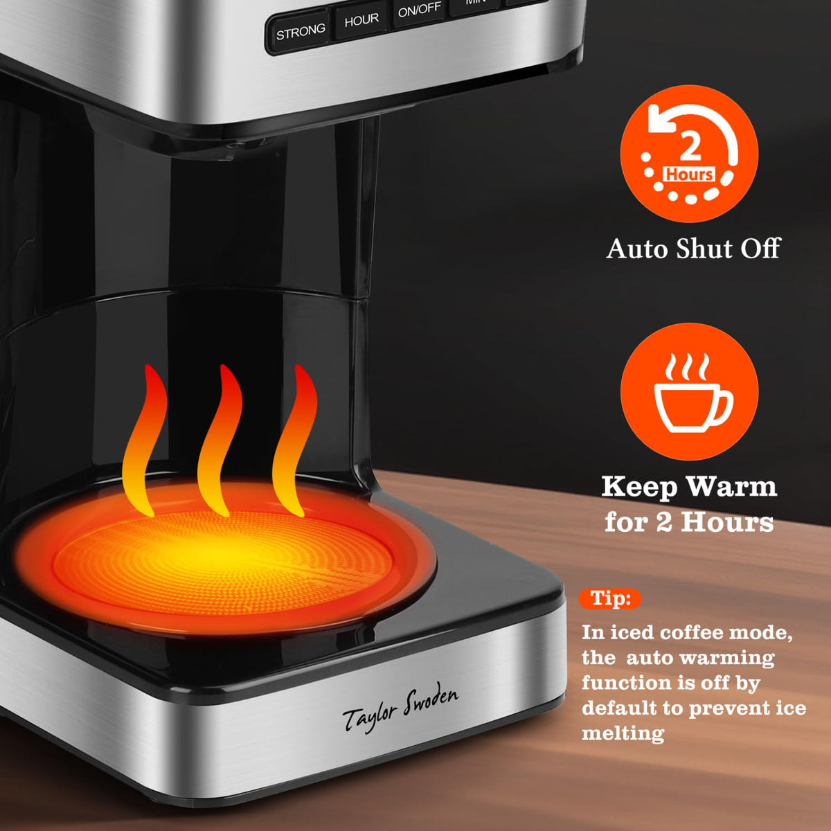 Programmable Coffee Maker 12 Cup, Black & Stainless Steel G716