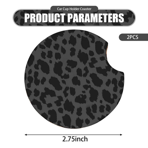 2 PCS Non-Slip Rubber Cheetah Print Car Cup Coasters M8888