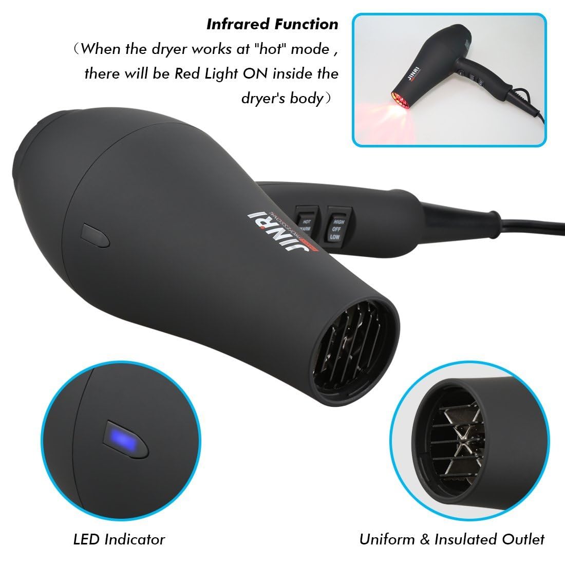 1875W Ionic Hair Dryer with Diffuser and Concentrator L905707
