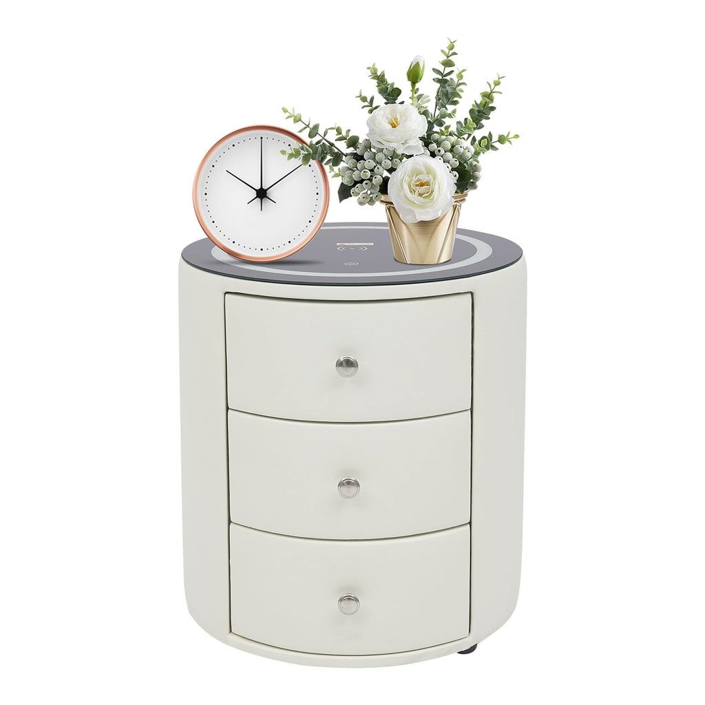 Smart Nightstand with Wireless Charging Station & LED Lights 3 Drawers G61780