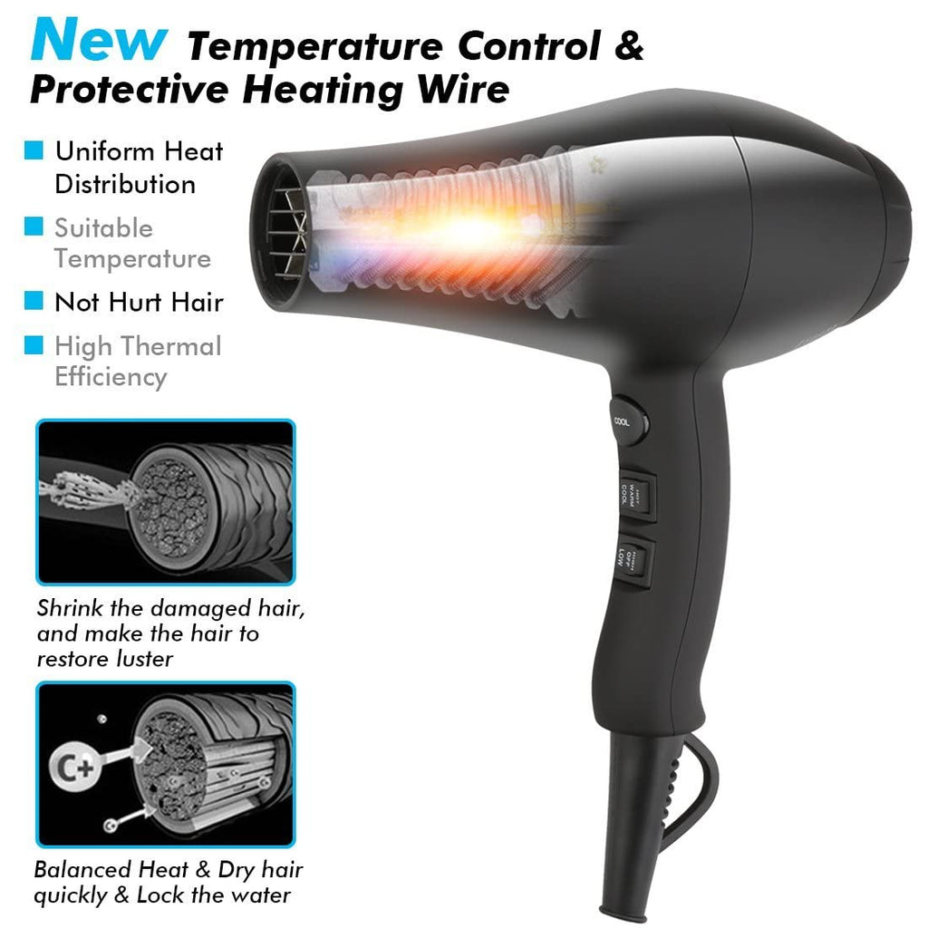 1875W Ionic Hair Dryer with Diffuser and Concentrator L905707