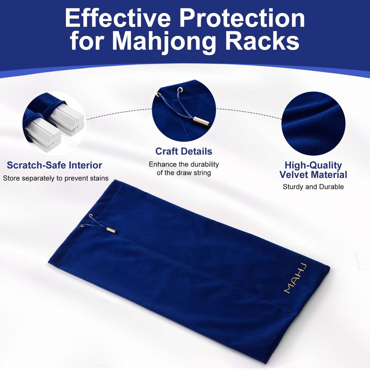 Blue Velvet Drawstring Storage Bag with 2 Compartments A66354