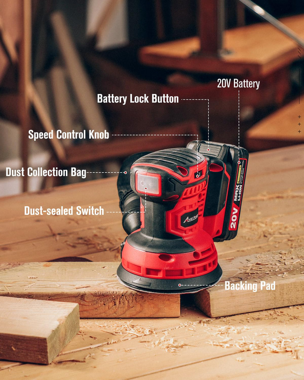 20V Cordless Random Orbital Sander 5” E3423