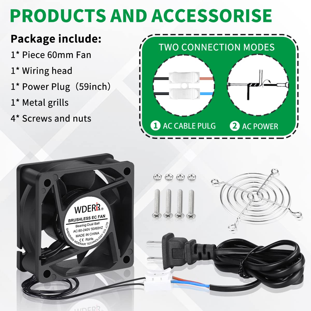 60mm x 25mm Mini Muffin Fan Cooling Axial AC I475