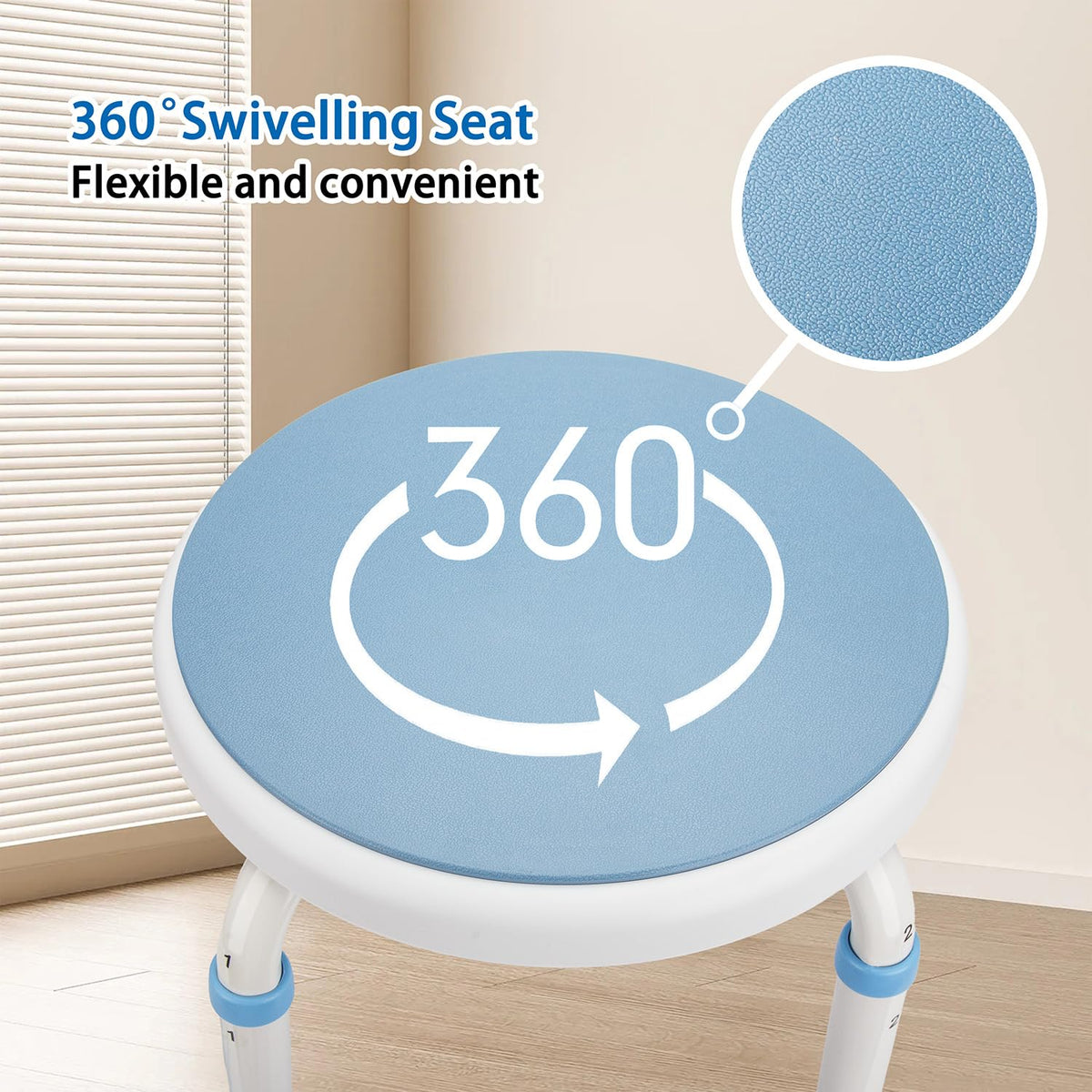 Foldable Adjustable Swivel Bath Seat Shower Chair Stool O25365