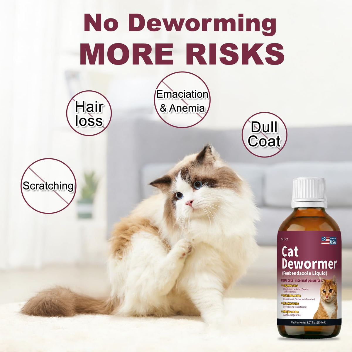 Fenbendazole Dewormer for Cats & Kitten, 150 mL K537361