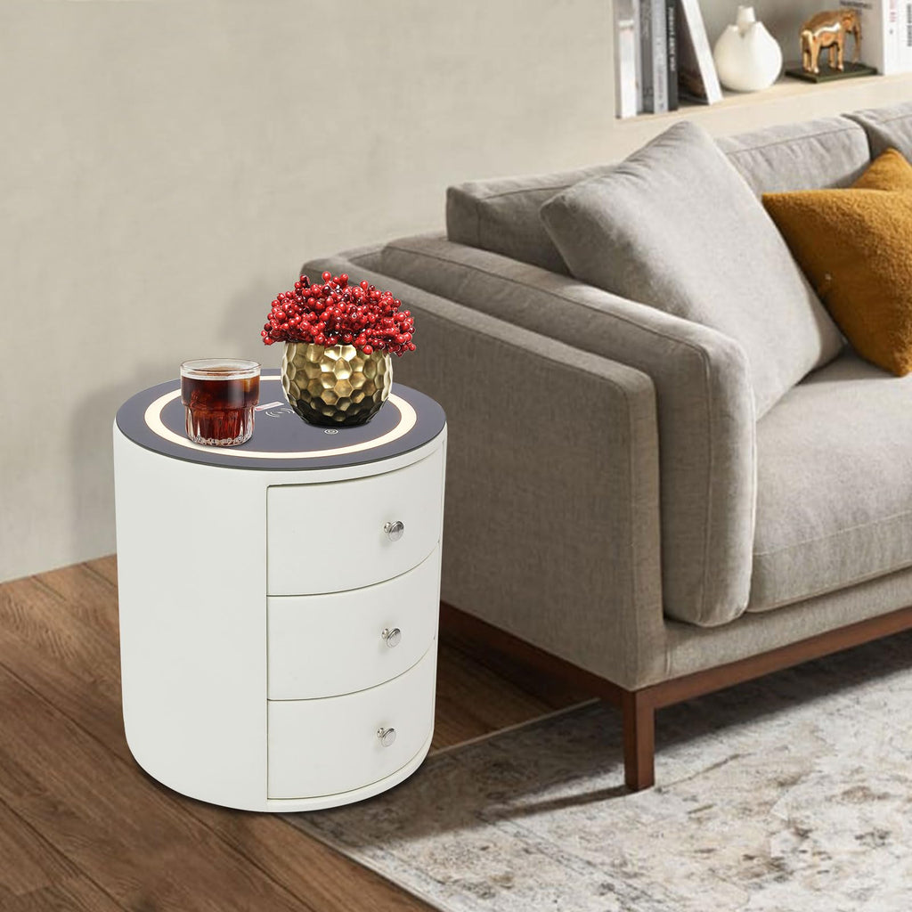 Smart Nightstand with Wireless Charging Station & LED Lights 3 Drawers G61780