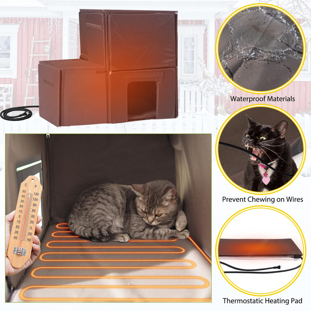 Heated Insulated Outdoor Cat House with Liner B540935
