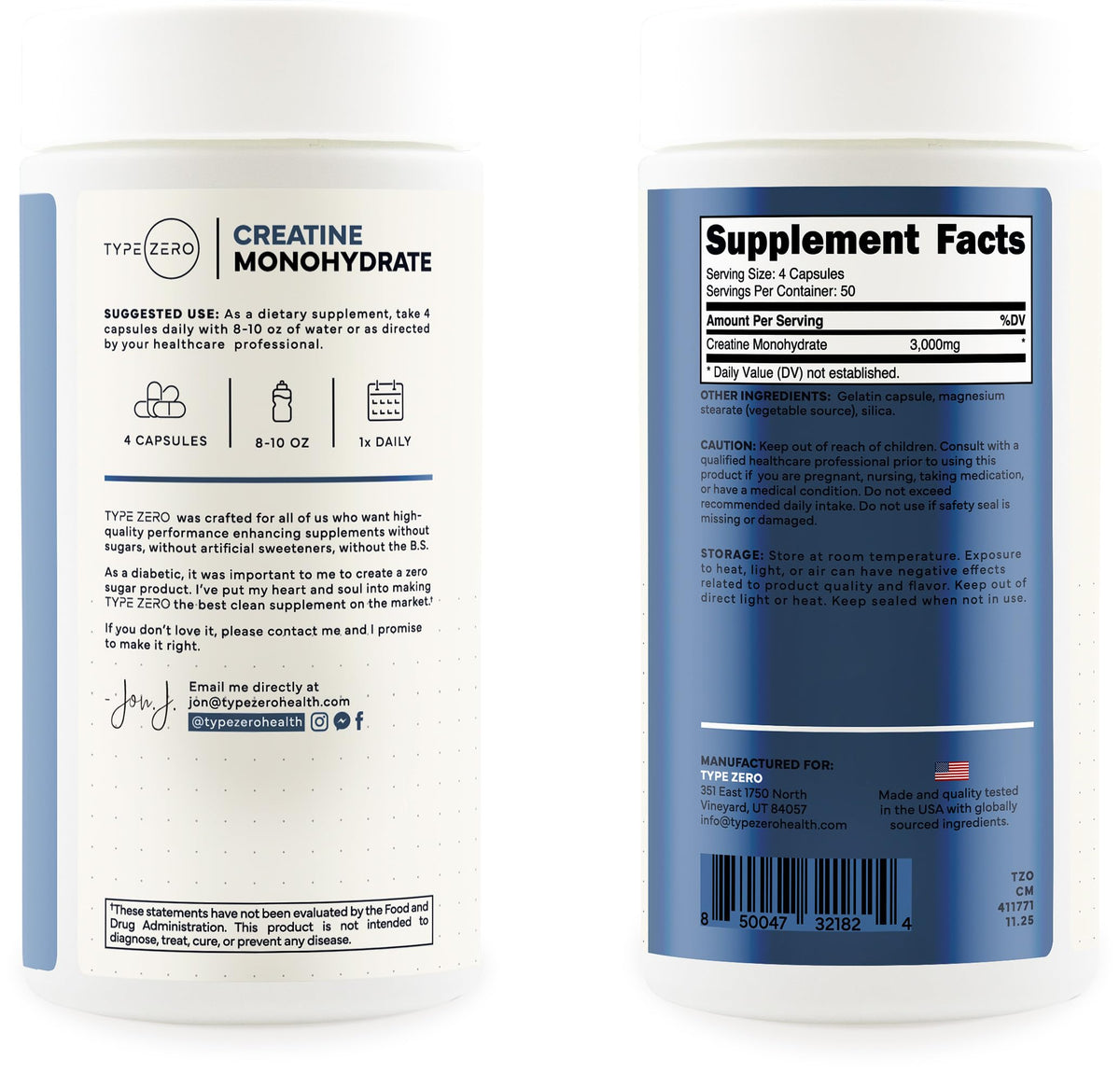 Creatine Monohydrate Capsules 3,000mg 200 Count L2646