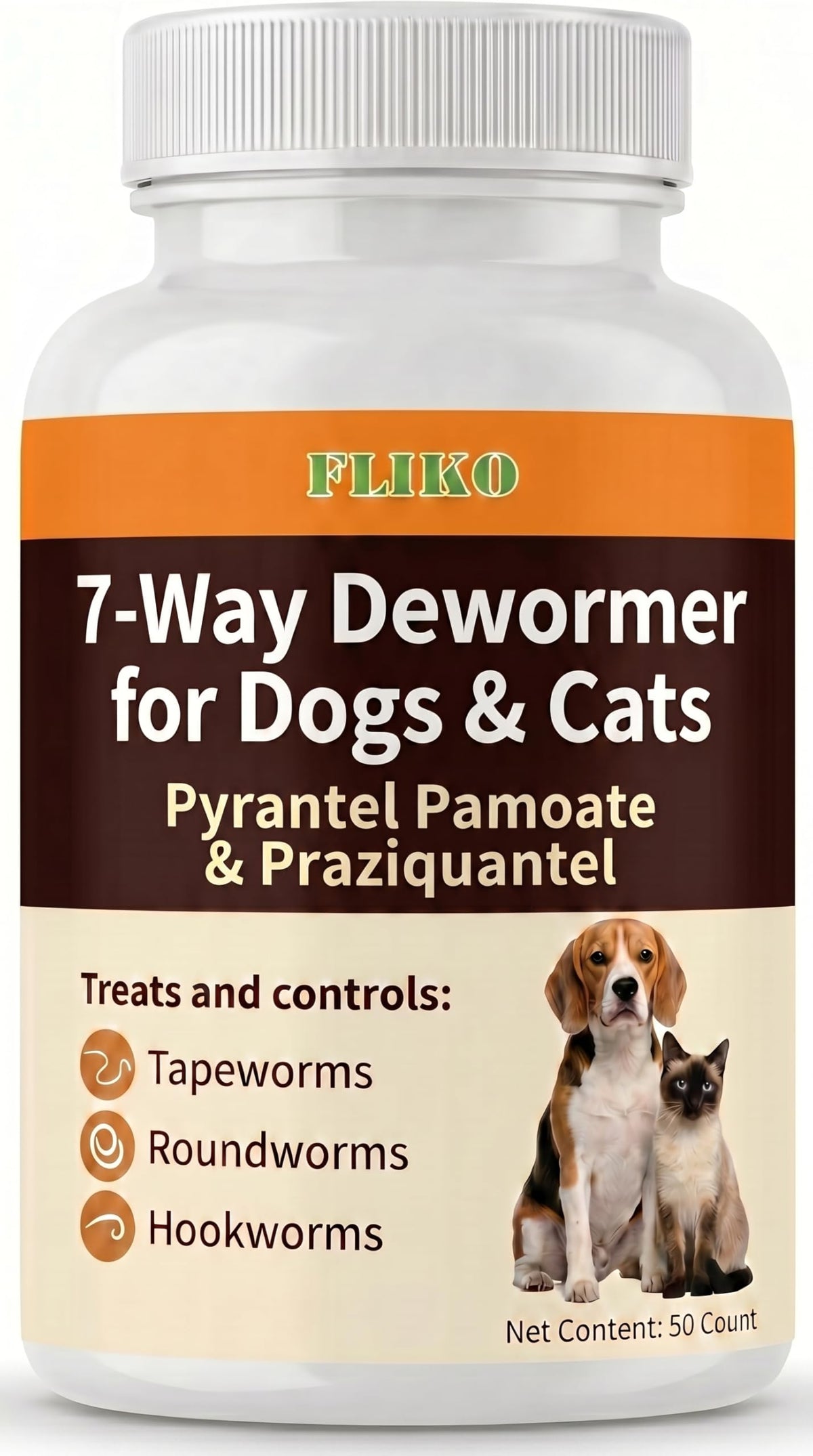 7 Way Dewormer Flavored Chewables for Dogs & Cats, 50 Count V5755