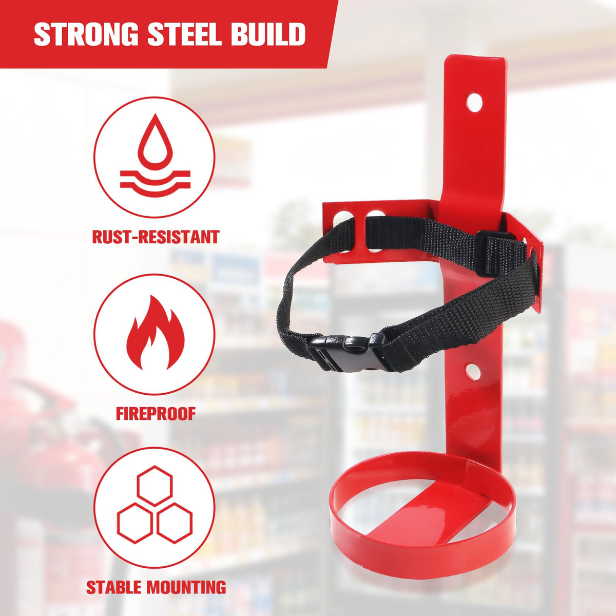 Fire Extinguisher Mount, 2.5LB Adjustable Straps Wall Hanging Holder 2Pcs E567