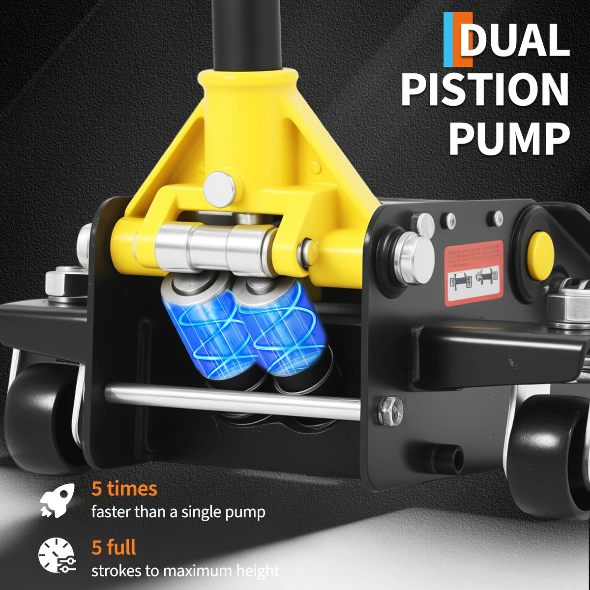 3 Ton Low Profile Hydraulic Floor Jack with Dual Piston Quick Lift Pump Steel Yellow Z4124