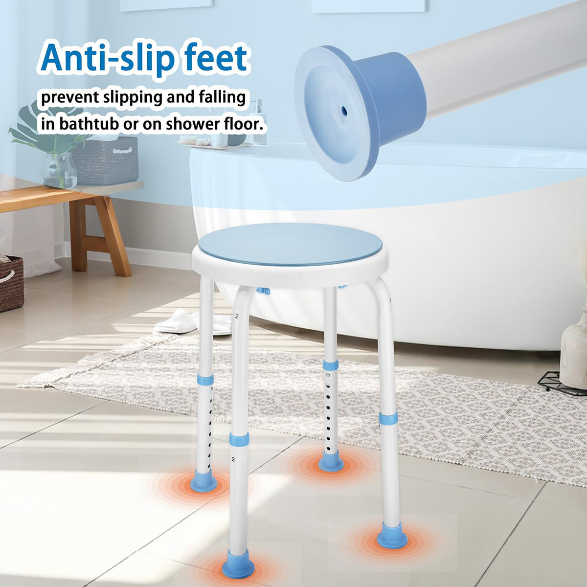Foldable Adjustable Swivel Bath Seat Shower Chair Stool O25365