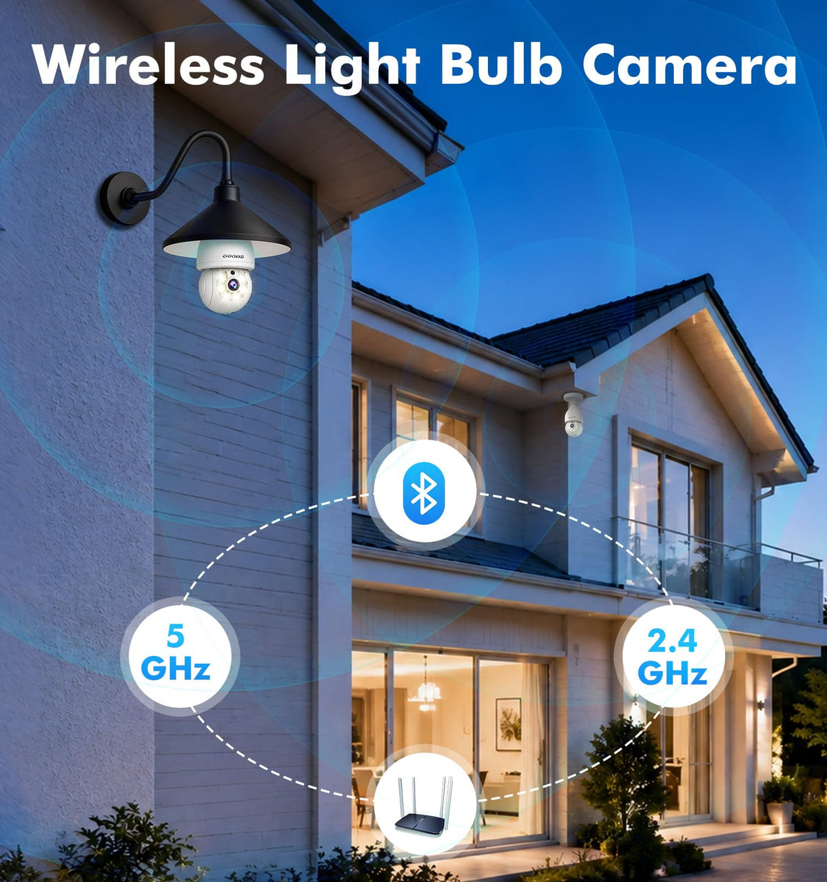 2K Light Bulb Security Camera, 5G/2.4G WiFi, 2 Pack A263864