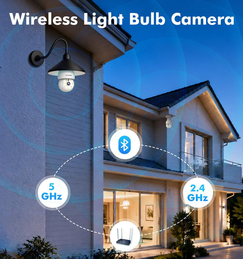 2K Light Bulb Security Camera, 5G/2.4G WiFi, 2 Pack A263864