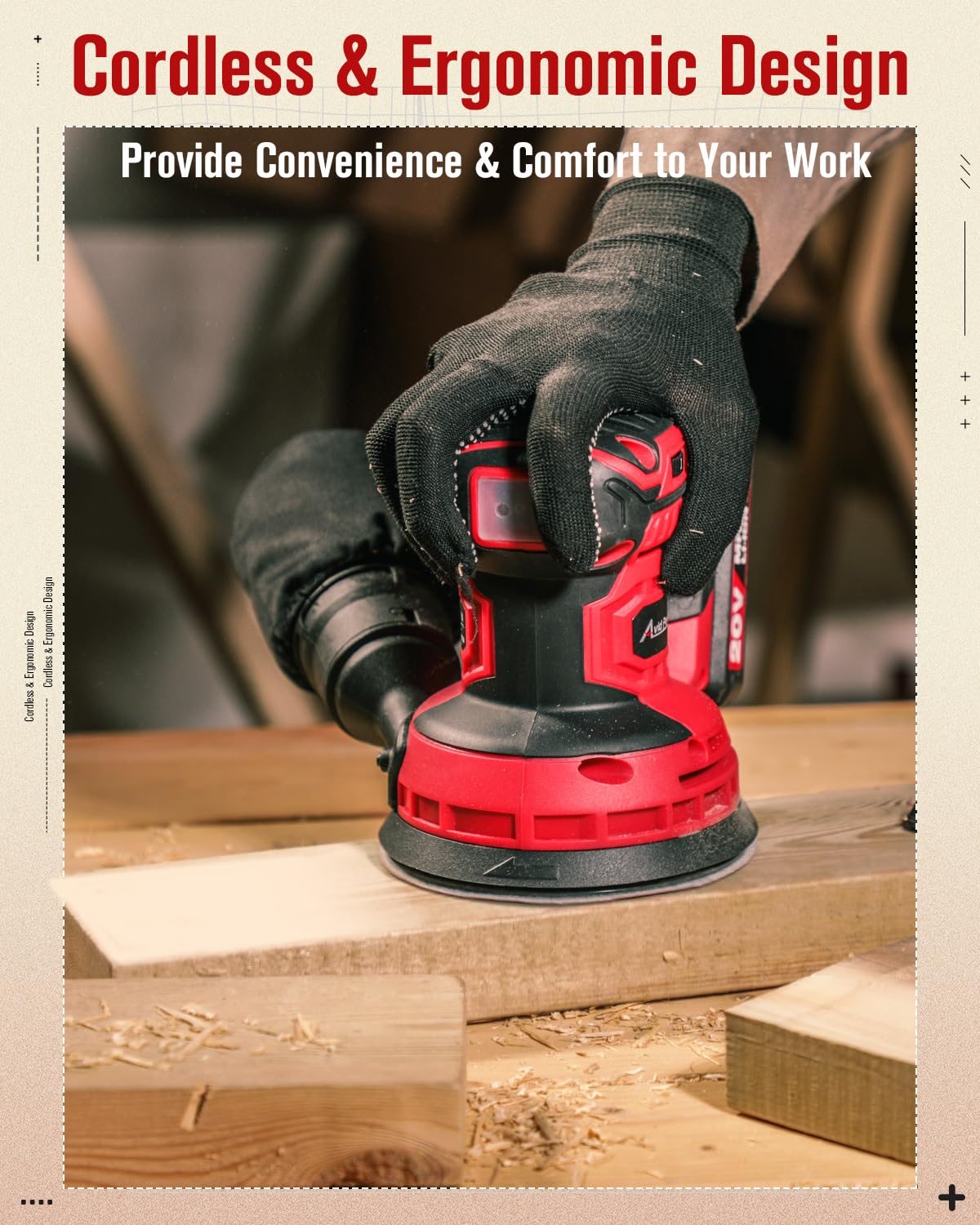 20V Cordless Random Orbital Sander 5” E3423