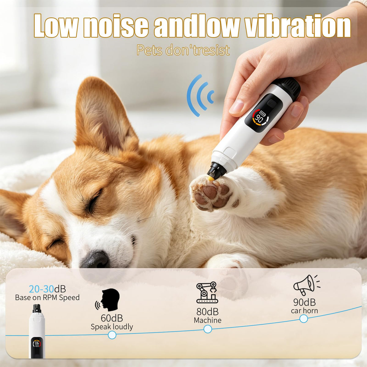 Dog Nail Grinder with LCD Screen, 6 Speeds, 4 Grinding Heads N905657