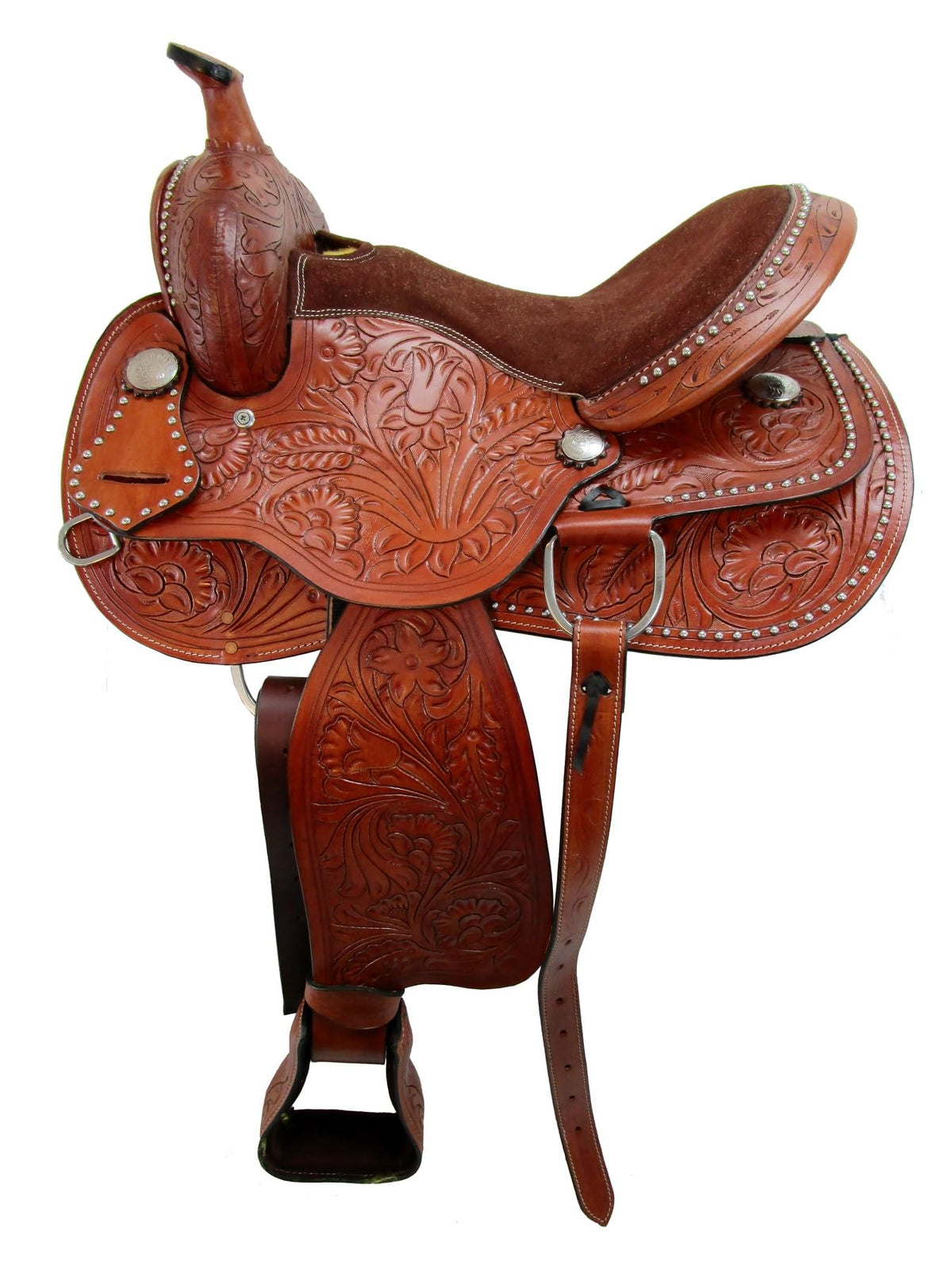 Tooled Leather Western Horse Saddle 15 16 17 18 J294693