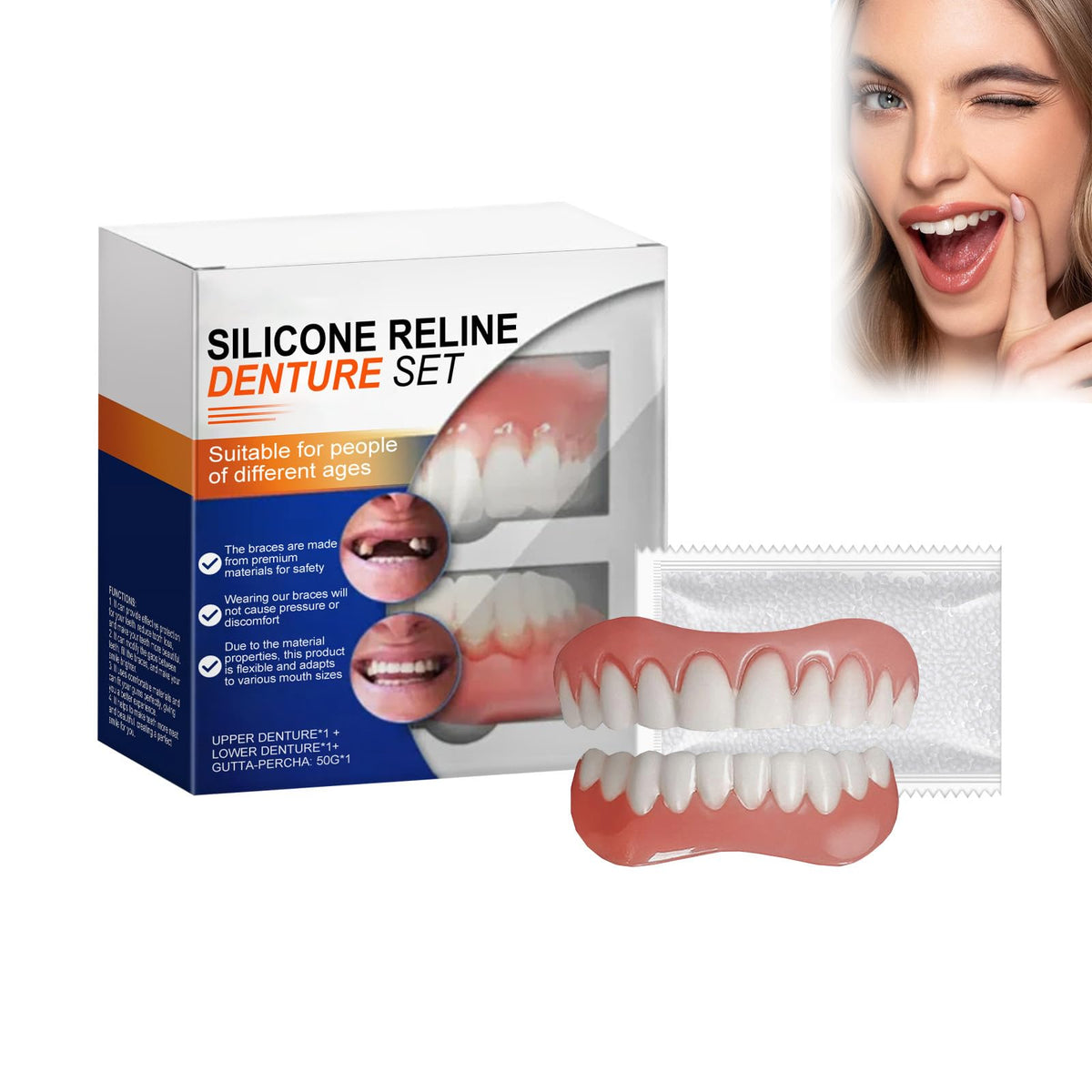 Full Denture Set Silicone Reline Kit 1 Ounce E121955