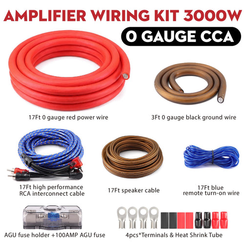 0 Gauge Amp Wiring Kit, 3000 Watt Car Amplifier Installation Wiring Kit J570