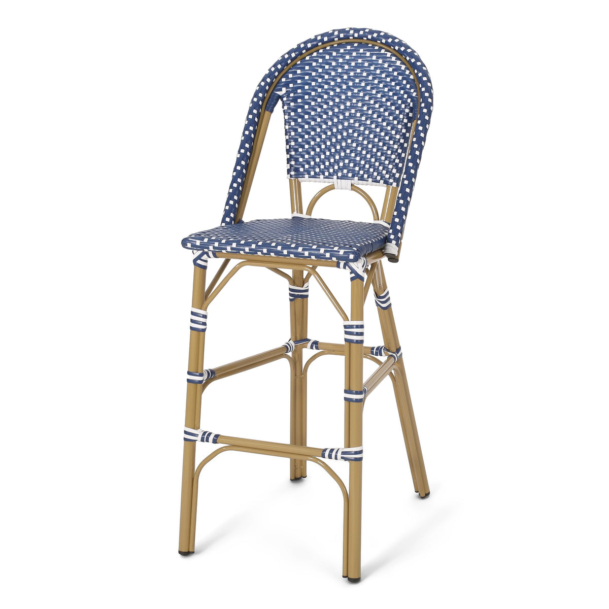 Dark Teal and White PE Rattan Bar Stool Set of 2 P48277